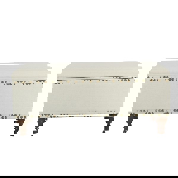 Luxury Living Chelsea Storage Ottoman Bench - Cream/Brass Upholstered with flip lid