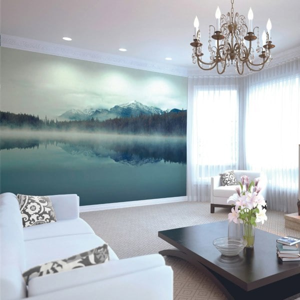 Origin Murals Misty Mountain Lake - Ink