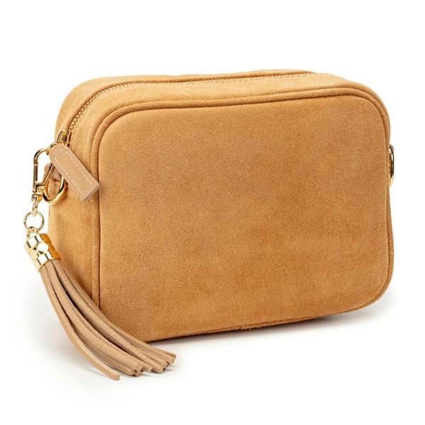Elie Beaumont Crossbody Tassel Suede - Caramel