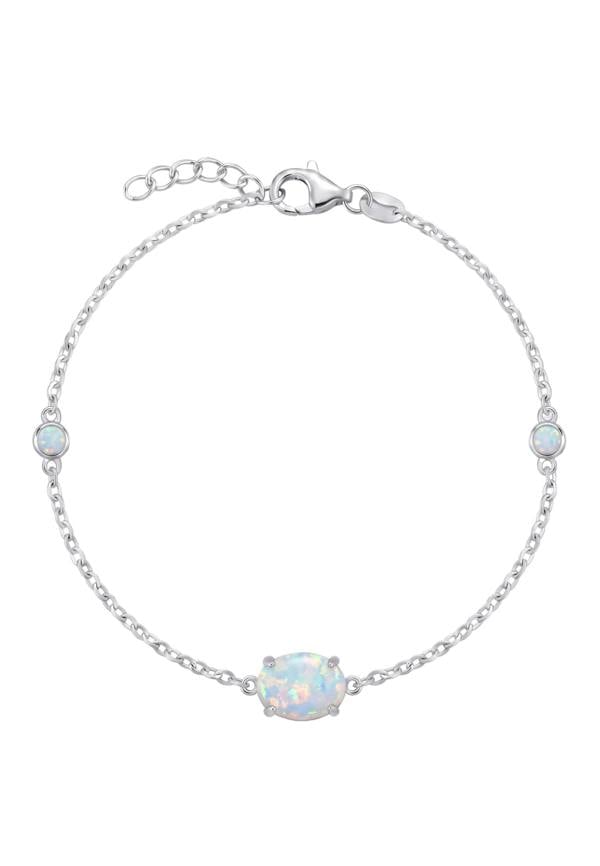 Latelita Oval White Opal Bracelet Silver