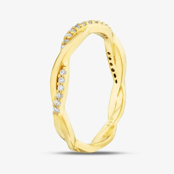 T. H. Baker Silver Gold Plated Cubic Zirconia Twist Ring S2068Y