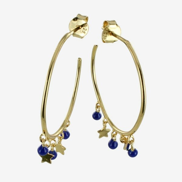 Blue Starry Sterling Silver Hoop Earring - Reeves & Reeves