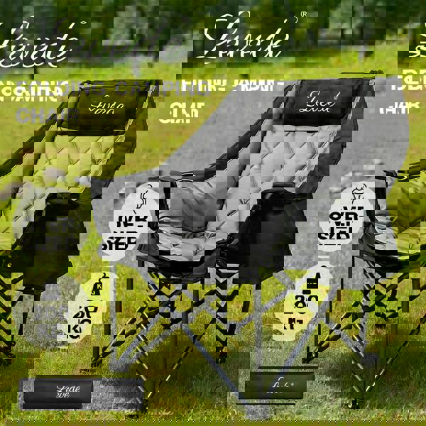 Levede Oversized Folding Camping Chair Padded with Cooler Bag Cup Holder 200KG