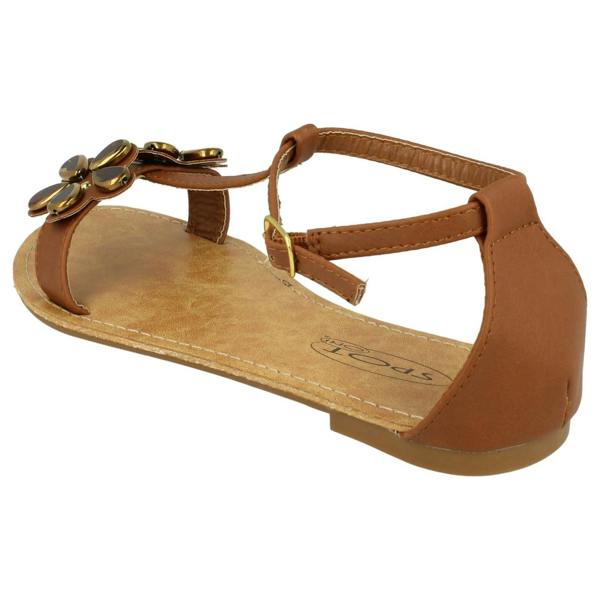 Spot On Ladies Spot On T-Bar Ankle Strap Summer Sandals