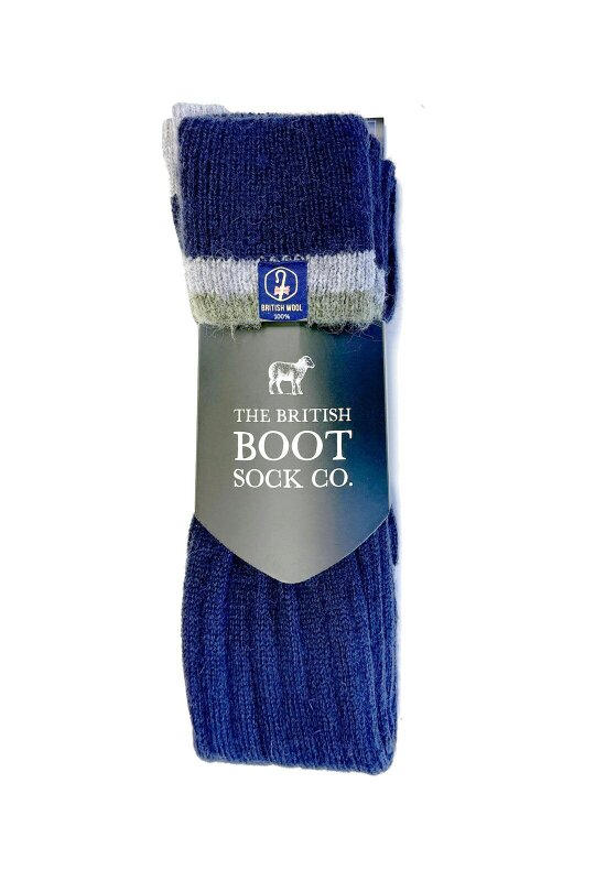 The British Boot Sock Company Wellington Boot Socks – Navy & Smoke | 100% British Wool | UK 8–12