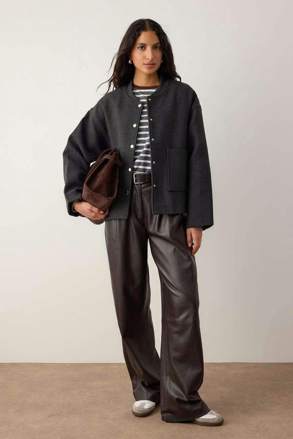 Pocket Detail Woven Oversize Jacket