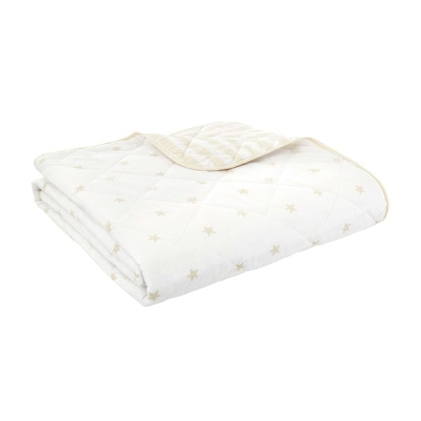 Bianca Mini Star & Stripes Cotton Reversible Bedspread Natural