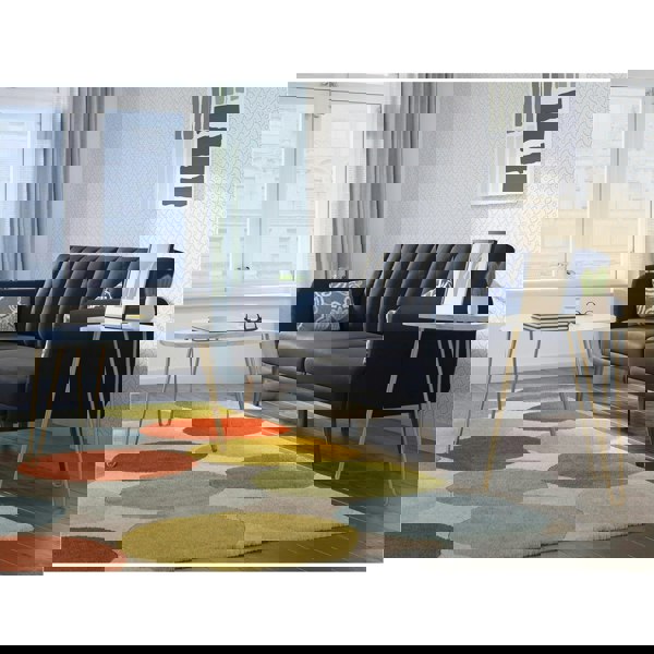 Dorel Home Athena Nesting Tables in White Faux Marble / Golden Legs