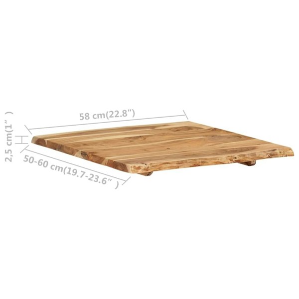 Berkfield Table Top Solid Acacia Wood 58x(50-60)x2.5 cm