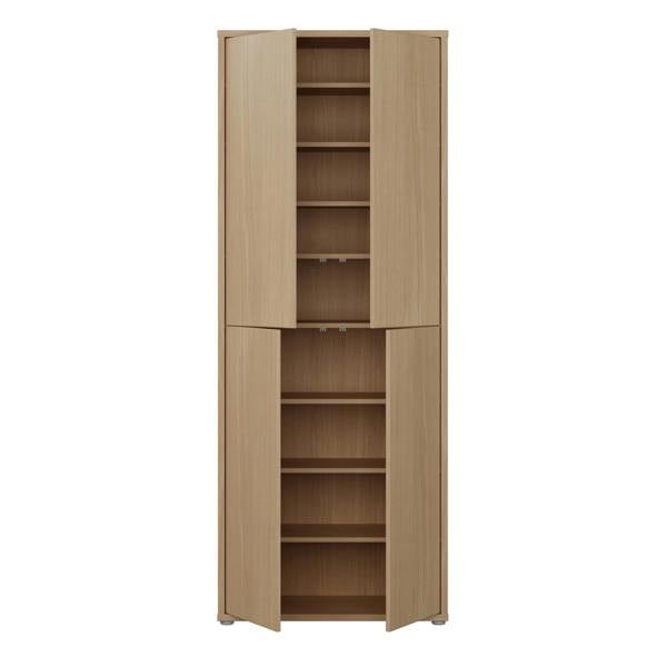 Furniture To Go Alice Springs Tall Shoe Cabinet with 4 Doors Push-to-Open in Elegancia Oak