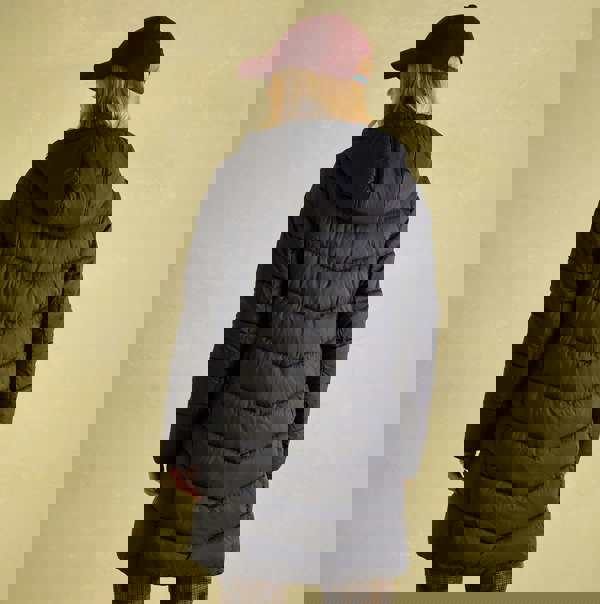 Joules MOORSDALE Womens Mid Length Showerproof Padded Coat with Hood Black