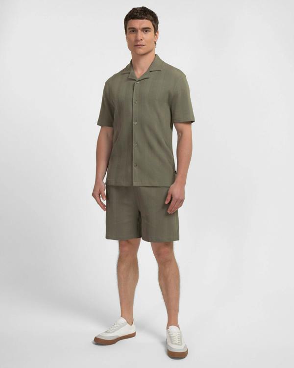 Steel & Jelly Charlton - Stripe Jacquard Waffle Short Sleeve Shirt