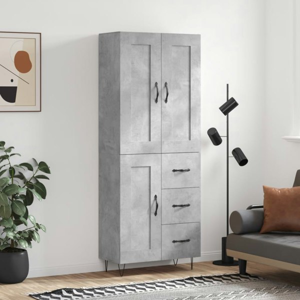Berkfield Highboard Concrete Grey 69.5x34x180 cm Engineered Wood