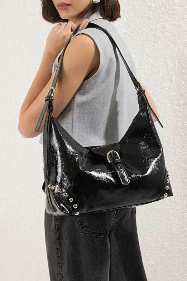 WOVCOR Trok Stone Embellished Belt Buckle Oval Women's Shoulder Bag