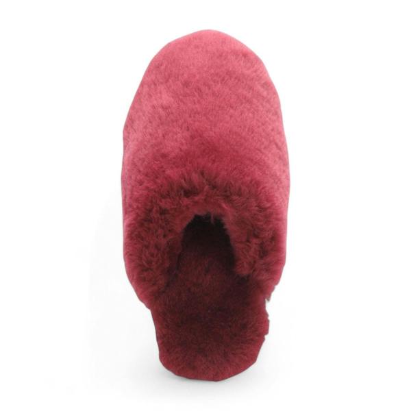 Infinity Leather Women's Sheepskin Slippers Burgundy Warm Winter Fur Mule - Aurora
