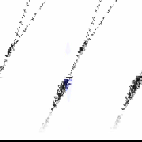 214E823002925-214N658303925 Art Deco Style Style Triangle Lapis Lazuli & Marcasite Drop Earrings & Necklace Set in 925 Sterling Silver 5