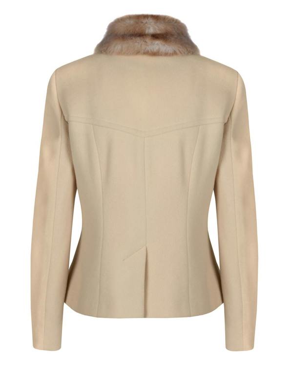 Myles Anthony Cream Reefer Style Wool Jacket With Faux Fur Collar