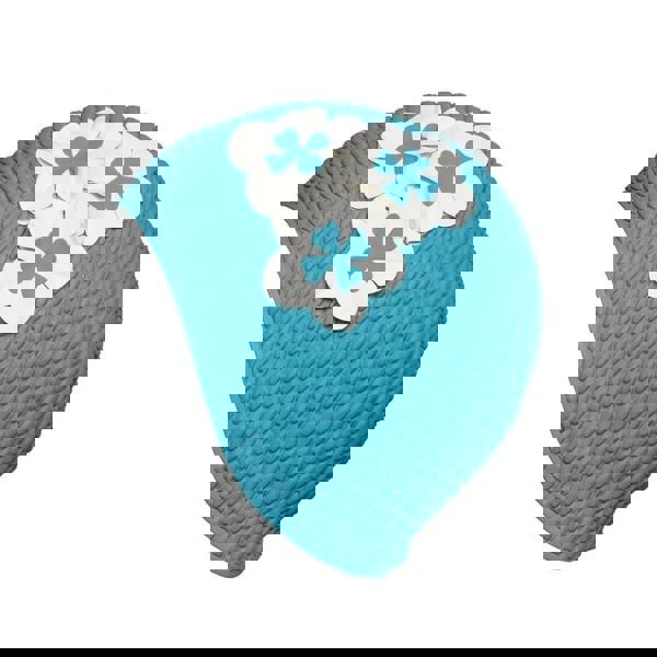 Turquoise Fashy Flower Bubble Swim Cap with white blue floral details