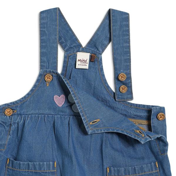 Mini Cuddles Baby Girls Fruit Print Dungaree 2pc Set , Multicolour