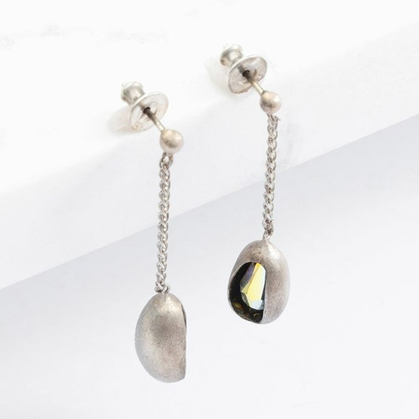 T. H. Baker Oxidised Sterling Silver Cubic Zirconia Dropper Earrings E23