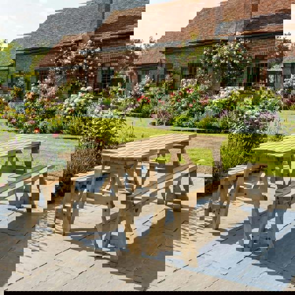 Arbor Garden Solutions Victoria Picnic Table and Benches Set - Rustic Finish