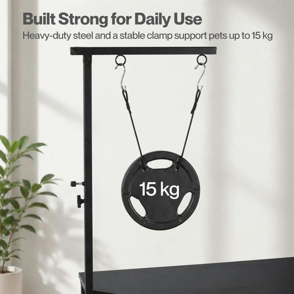 Skylos Dog Grooming Table Arm Adjustable 270° Steel Clamp Hammock for Home Black