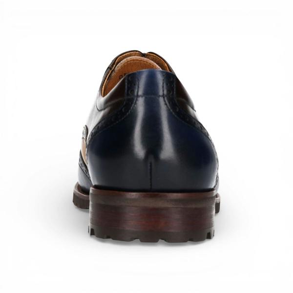 Laura Vita Lorenzo Conti Men's Blue Brown Leather Brogue Oxford DressShoes - Antonin 01