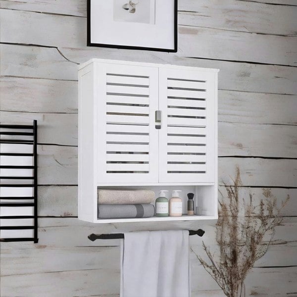 BMBO Wooden Bathroom Wall Storage Cabinet Organiser White