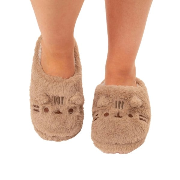 Pusheen Womens/Ladies Faux Fur Slippers - Brown/White