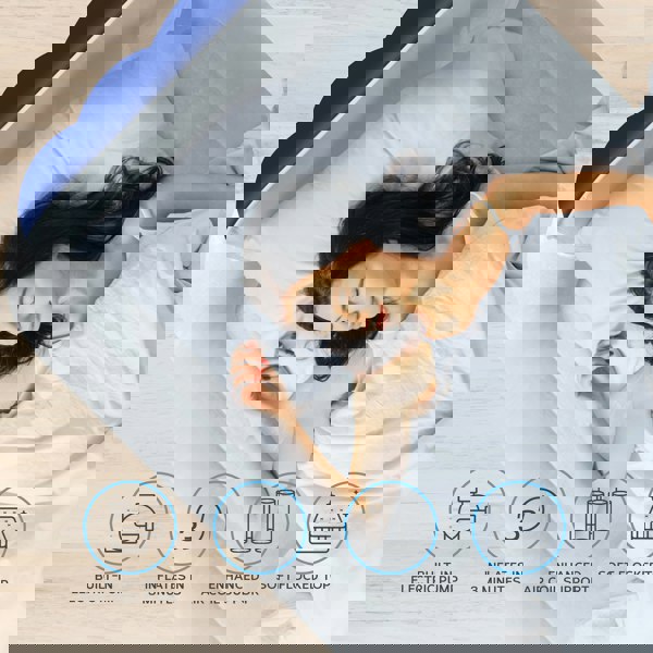 Get Fit Blow Up Air Bed With Built In Electric Pump - Headboard & Free Inflatable Pillow