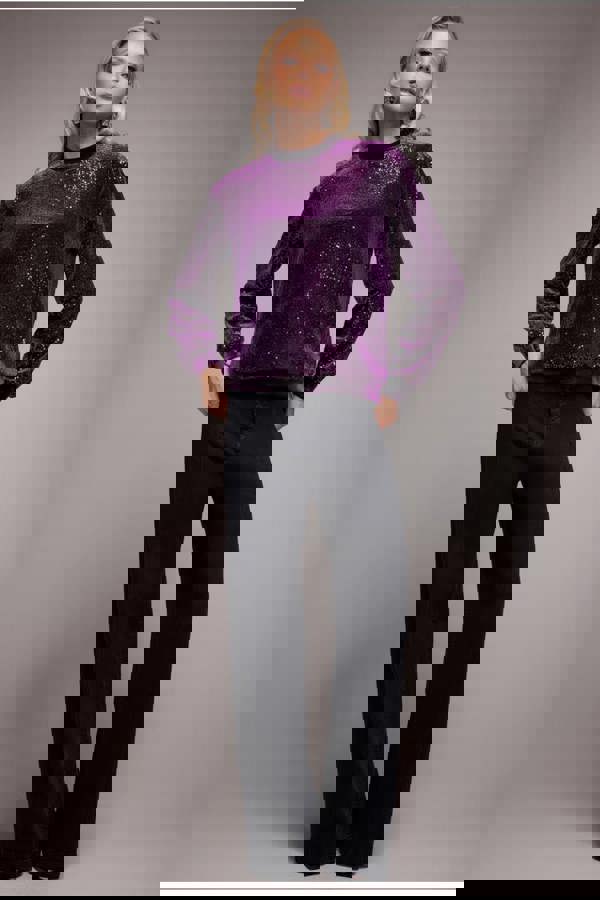 Sequin Velvet Jumper - Magenta T199