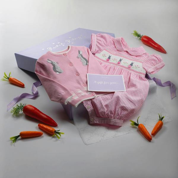 Rachel Riley Pink Bunny Smocked Gift Set