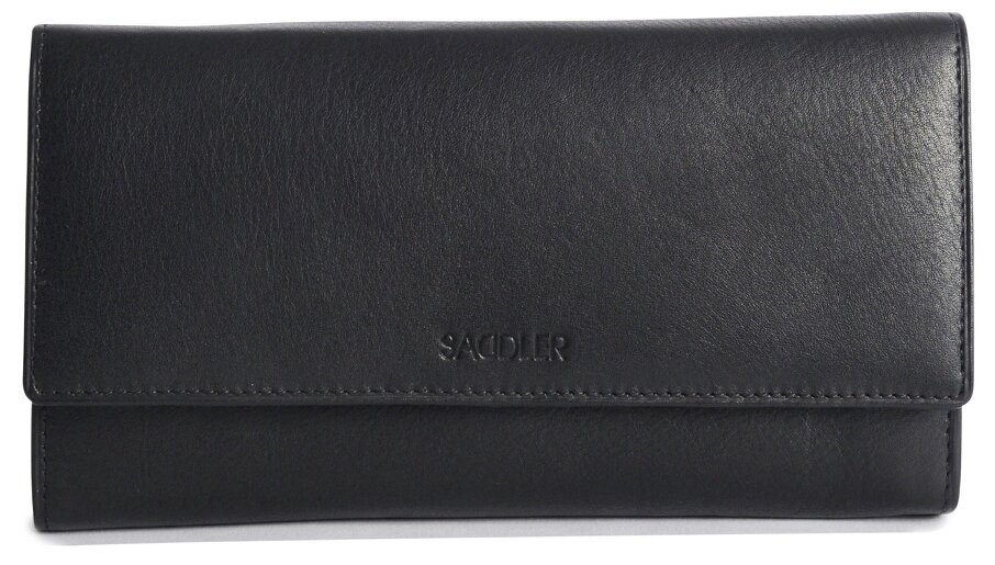SADDLER Large Leather Multi-Section Purse "Grace" – Handmade by Saddler | RFID Protected & Gift Boxed - Black