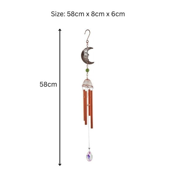 EDH Door Hardware Rose Gold Moon Wind Chime – 58cm x 8cm x 6cm | Celestial Hanging Chime for Garden, Patio & Home