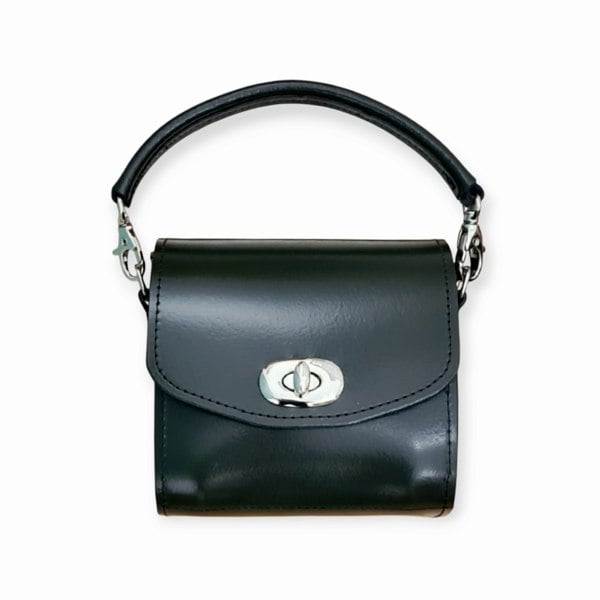 Zatchels Bauble Handmade High Shine Leather Handbag - Black