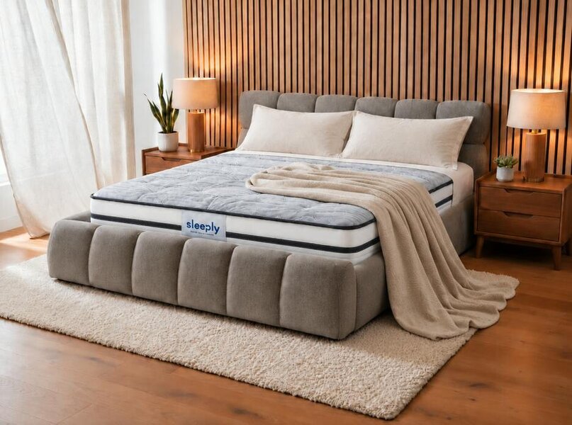 Outdoor Living The Maya Plush Ottoman Bed with Sleeply Hybrid Pocket Sprung Mattress – Double & King (Package Deal) - Gray