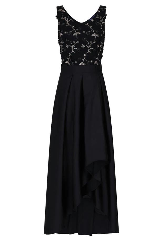 HotSquash V Neck Maxi Dress with Silky High Low Skirt