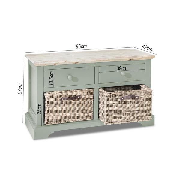 Statement Furniture Florence Storage Bench with 2 Drawers and 2 Baskets Assembled