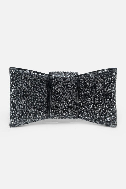 Love Lemonade Crystal Luxe Bow Clutch Bag Black
