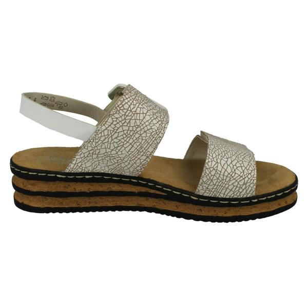 Rieker Ladies Rieker Buckle Detailed Adjustable Wedge Heeled Sandals 62950