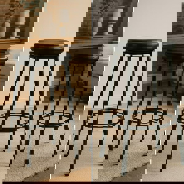 Rafaelo Mobilia Set of 2 Kitchen Counter Height Breakfast Bar Stools Black