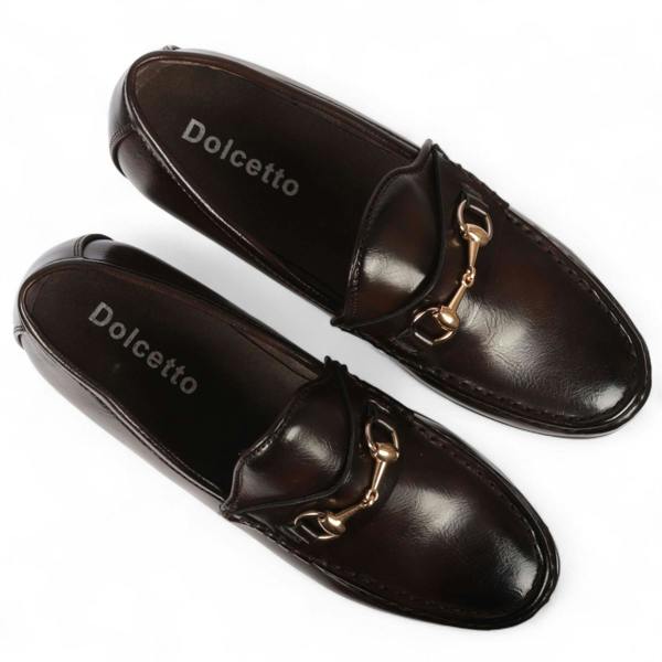 Dolcetto Men's Loafers with Gold Buckle Smart Slip-On Shoes