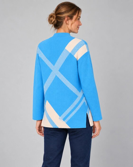 VIZ-A-VIZ Bold Check Jaquard Longline Jumper