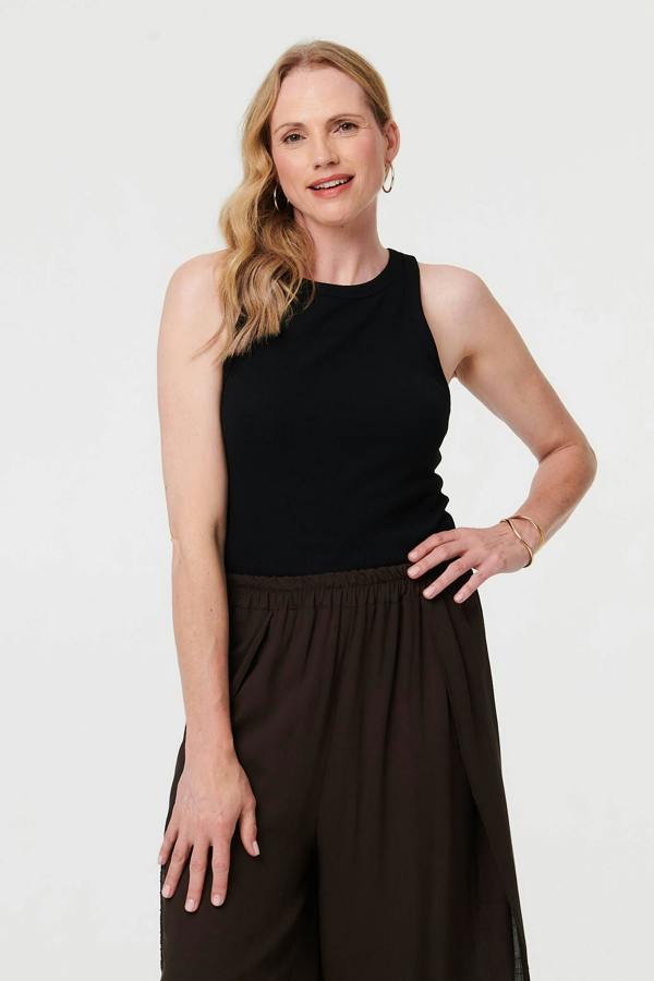 Brown | Layered High Waist Relaxed Wide Trousers