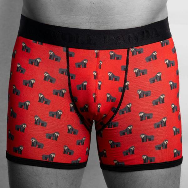 SWOLE PANDA Gorillas Bamboo Boxer Brief, Red/black