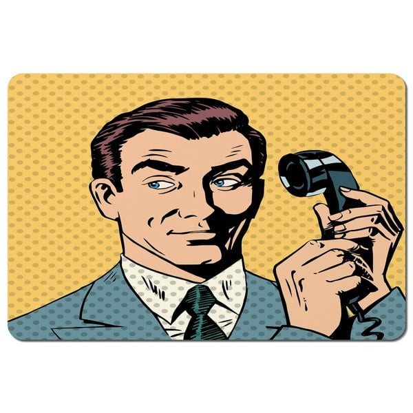 Benjamin Tate Design Male businessman talking on the phone style pop art retro (Placemat)