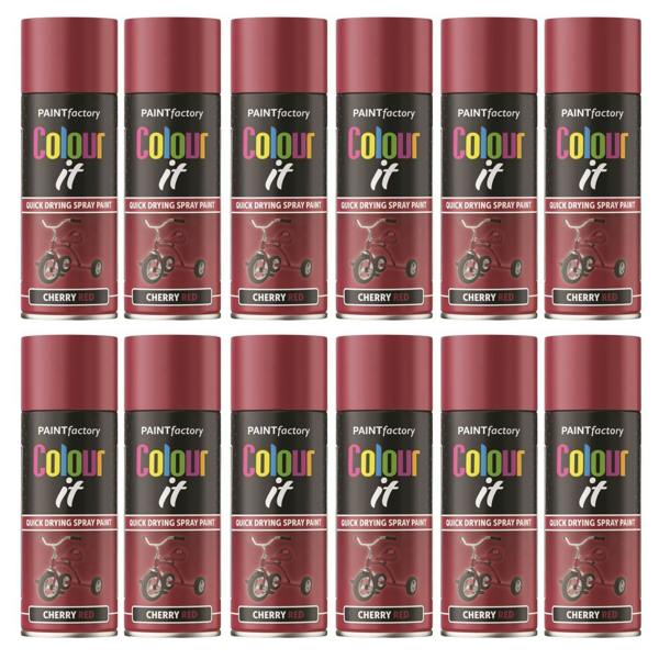 Paint Factory 12X  Cherry Red Gloss Spray Paint 400ml