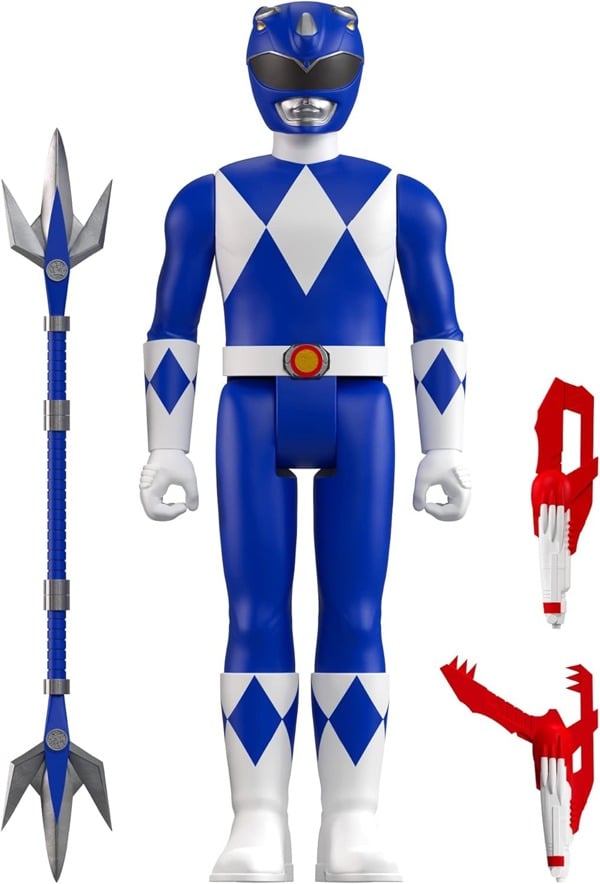 Re Action Figure Super 7 Blue Ranger Mighty Morphin Power Rangers 3.75 Inch Re Action Super7