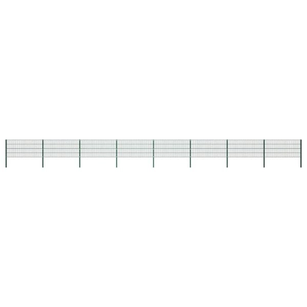 Berkfield Fence Panel with Posts Iron 13.6x0.8 m Green