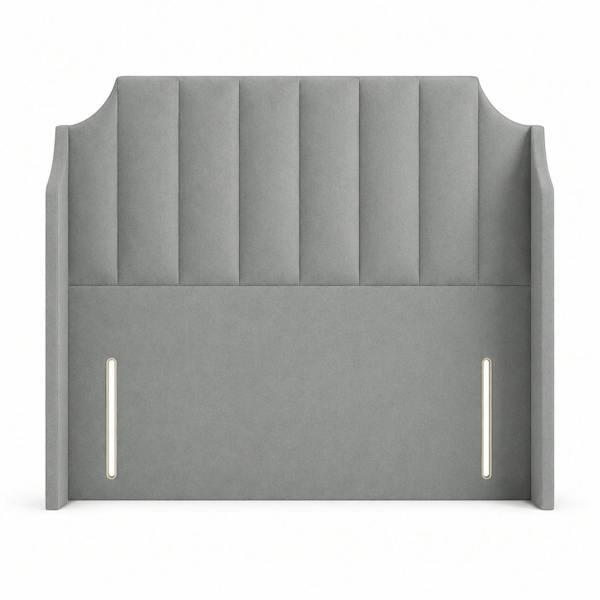 Great British Beds Winged Art Deco Headboard - Silver Plush